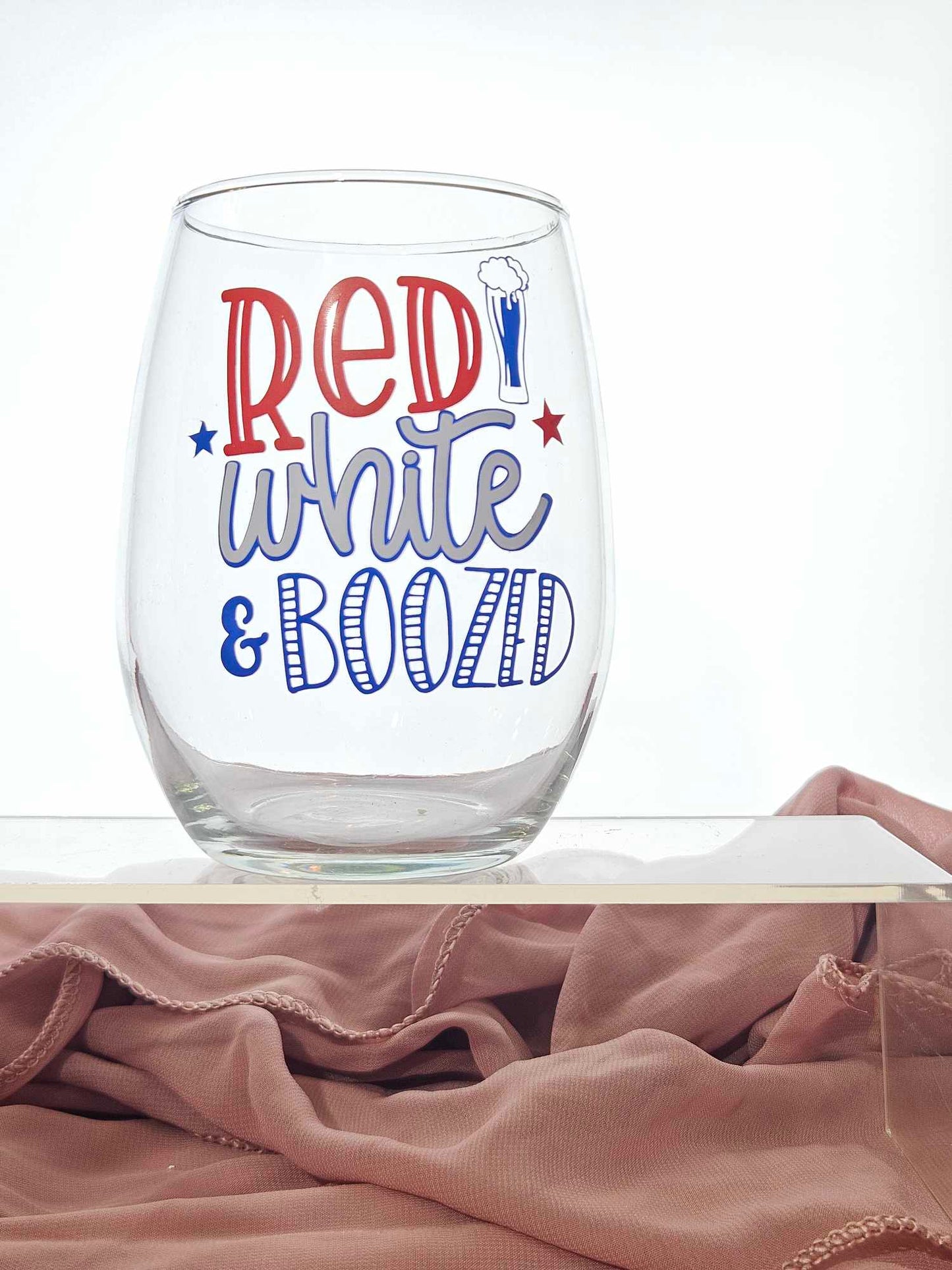 Red white & boozed wine glass